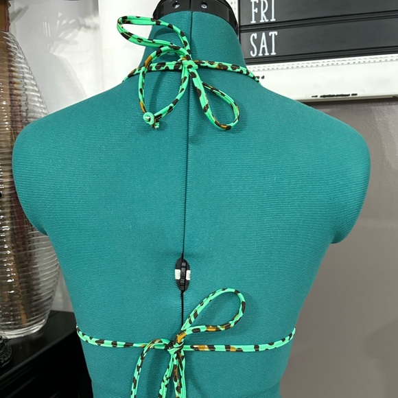 Luli Fama Dale Guapa leopard molded push up bandeau halter bikini top - Picture 6 of 14